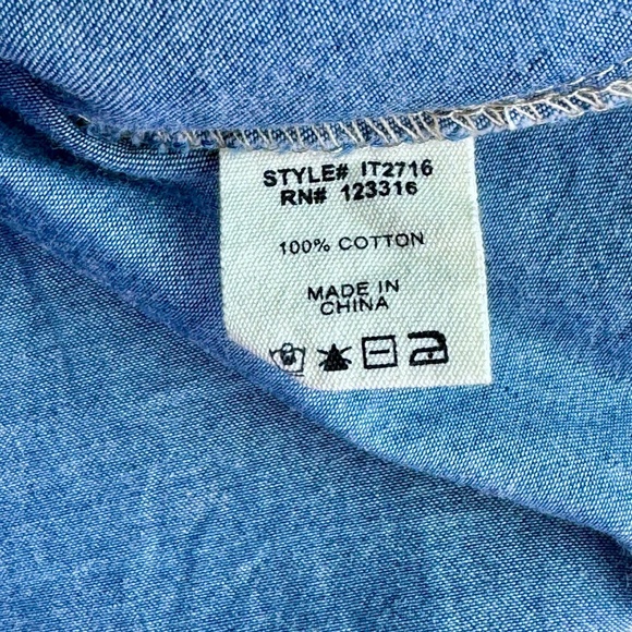 Iris Los Angeles Denim Button Down Long Sleeve Shirt Size S - Picture 5 of 9